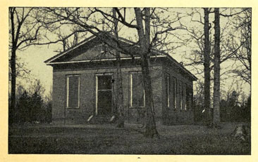 Hawfields Presbyterian Church (third church erected 1852) and grounds.  James Mebane and his wife were buried at Hawfields Presbyterian Church in Alamance County, North Carolina.  From Elizabeth Chalmers, Mrs. W. Kerr Scott, and Mildred White's <i>Historical Sketch of Hawfields Presbyterian Church</i>, p. 23, published 1940. Presented on Archive.org. 
