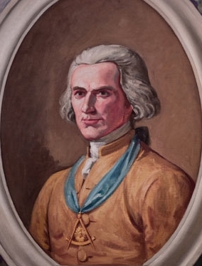 A portrait of Joseph Montfort wearing a Masonic symbol. Image from the Wikimedia Commons.