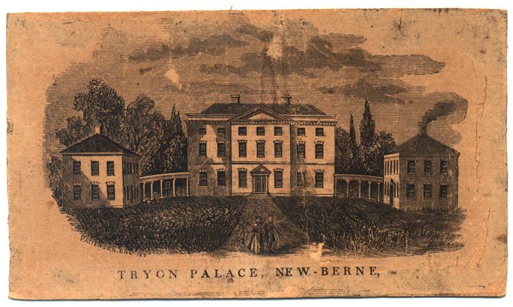 Clipping of a printed engraved image of Tryon Palace, image circa 1820-1850. Archibald Neilson resided at times at Tryon Palace, New Bern, North Carolina. Item H.1914.27.2, from the collections of the North Carolina Museum of History.  Used courtesy of the North Carolina Department of Cultural Resources. 