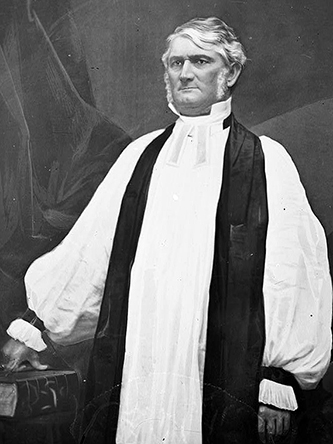A photograph of Leonidas Polk in clerical garb, between 1860 and 1864. Image from the Library of Congress.