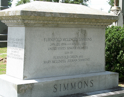 The gravestone of Furnifold McLendel Simmons in New Bern, 2009. Image from Flickr user rjones0856.