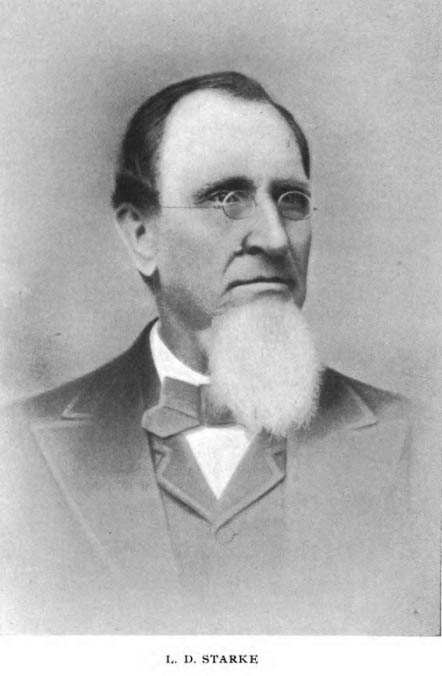 Image of Lucien Douglas Starke, from Virginia and Virginians: Eminent Virginians ... History of Virginia from Settlement of Jamestown to Close of the Civil War, [p.62], published in 1902 by Virginia State Bar Association in Richmond, Va. Presented on Hathitrust Digitial Library.