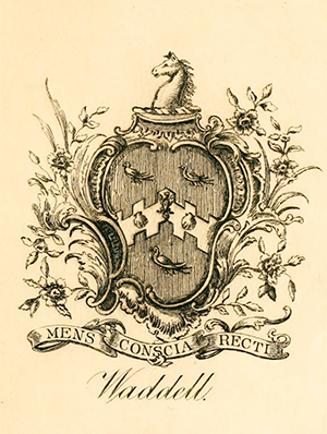 The coat of arms of the Waddell family. Image from Archive.org.