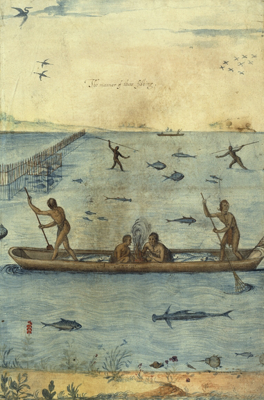 The Manner of Their Fishing by John White. Image from The British Museum, © Trustees of the British Museum 