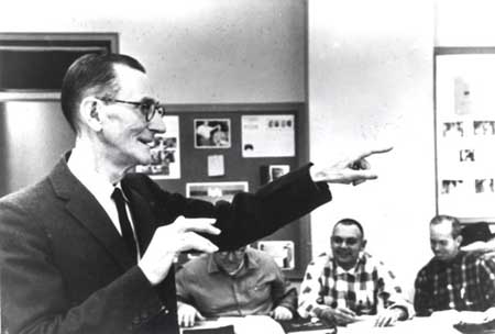 Bird teaching a class in 1960, featured in Life magazine. Image courtesy of Western Carolina University. 