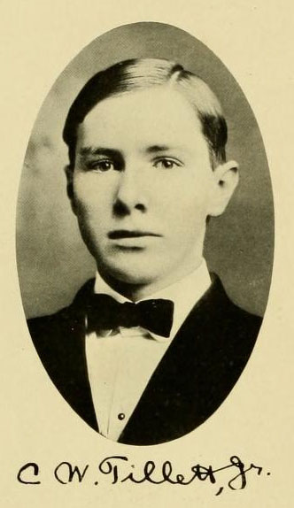 Image of Charles Walter Tillet, Jr., from University of North Carolina at Chapel Hill's Yackety Yack  Yearbook, [p. 63], published 1909 by the Univeristy of North Carolina at Chapel Hill. Presented on Internet Archive.