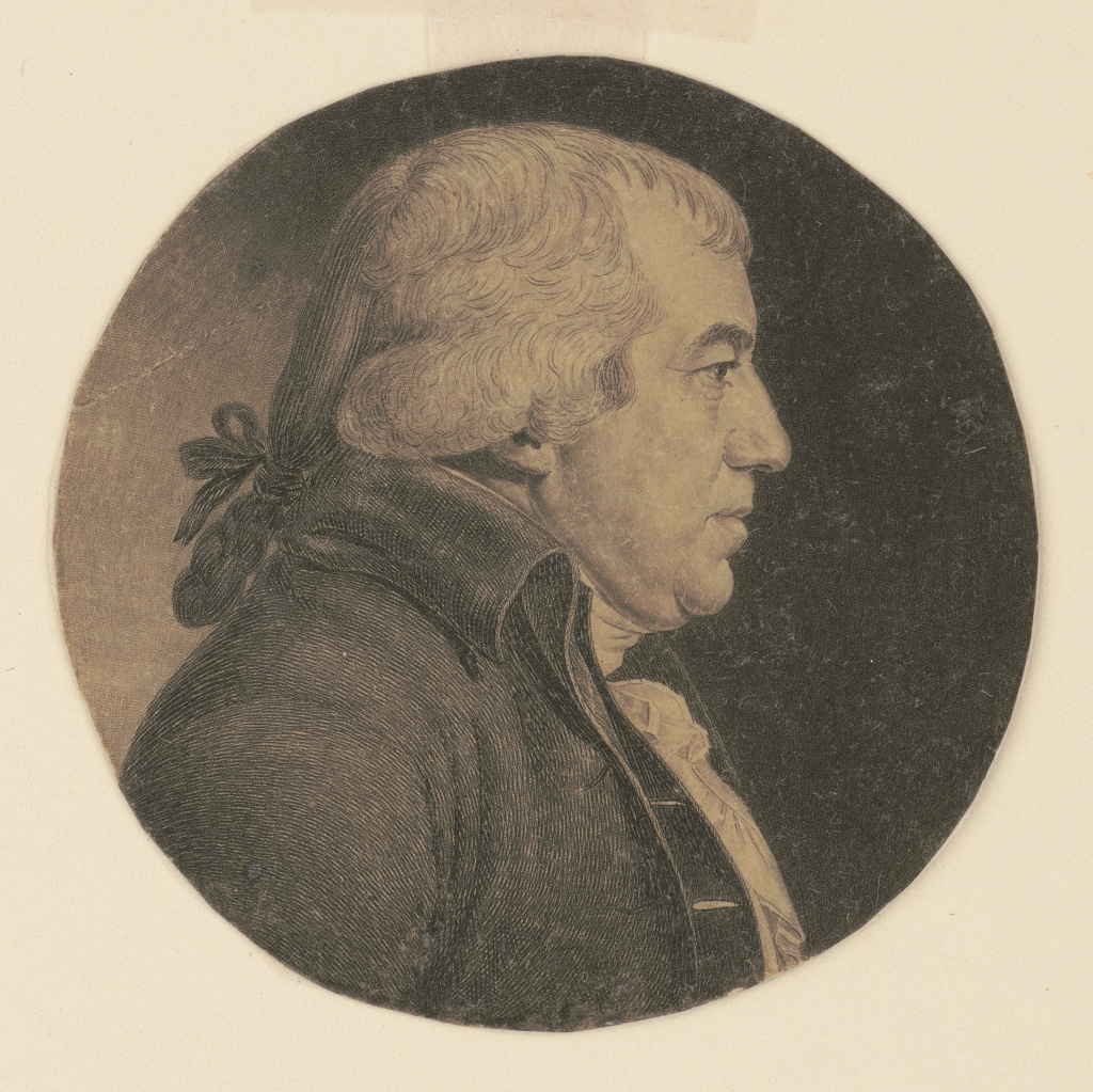 Print of Iredell. He is facing right. He is wearing a scarf, coat, and his hair is tied up. He is middle aged.&nbsp;