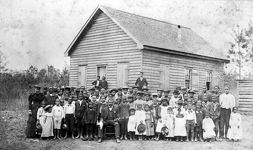 Professor Jacob's School, African-American, students and teacher in front of school, early 1900's, Lake Waccamaw, NC, Columbus County. From the General Negative Collection, North Carolina State Archives, call #: N_89_1_71, Raleigh, NC.