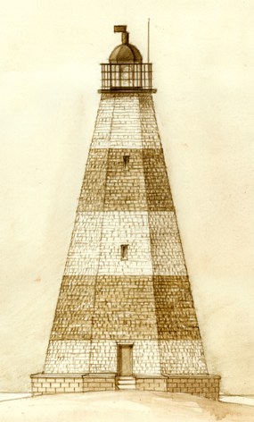 An artist's rendition of the 1812 lighthouse.