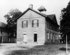 " The First Campus Building (1856-1910)." Image courtesy of Mars Hill College. 