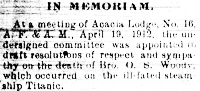Oscar Scott Woody memoriam in the May 5, 1912 Fairfax Herald.