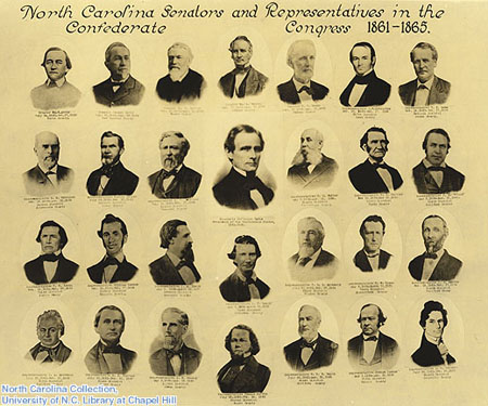 "North Carolina Senators and Representatives in the Confederate Congress, 1861-1865." Photographic print. View larger. Neg. 77-1227. FFP3. North Carolina Collection, University of North Carolina at Chapel Hill Libraries.