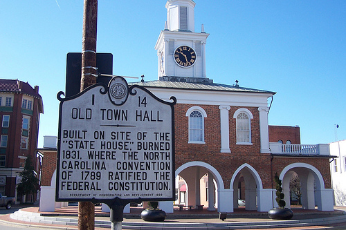 "Old Town Hall Historical Marker." February 5, 2009. Available from: Flickr Commons user Stephen Conn.