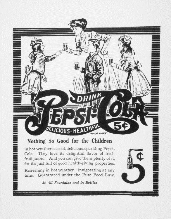 Early Pepsi poster, circa 1900-1910, claiming it has health benefits. Image courtesy of the NC Museum of History. 