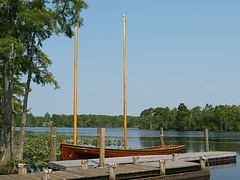 "18th Century Replica, Periauger sits quietly at the Civic Center in Hertford, NC." Image courtesy of Flickr user Tim Gilliam.  