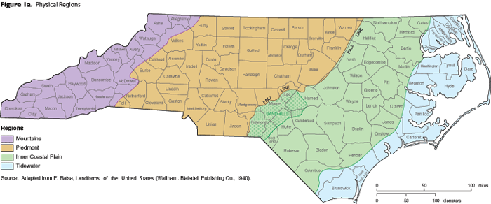 Physical boundaries that divide the regions