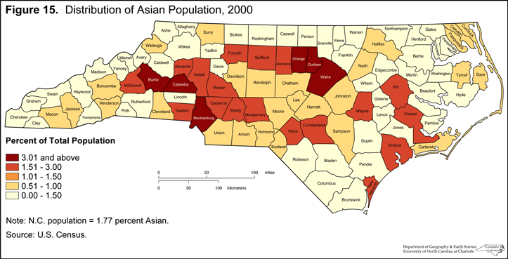 Figure 15: Distribution of Asian Population, 2000