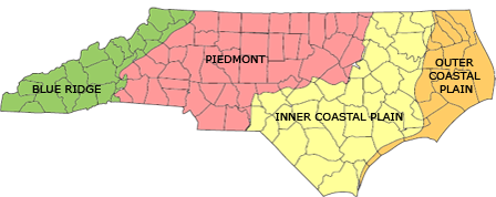 Map - environmental provinces of North Carolina | NCpedia