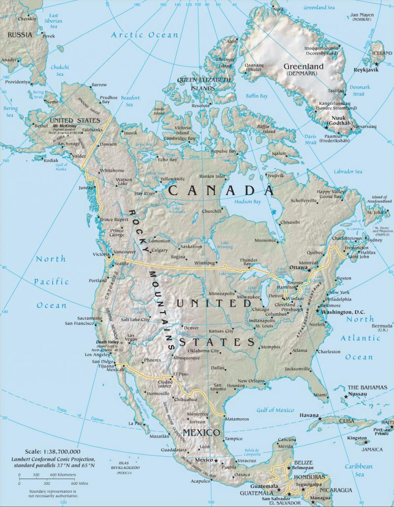 North America: Reference map, 2007 | NCpedia