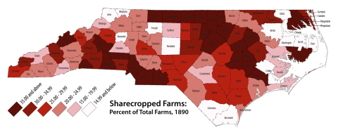 Sharecropped farms, 1890