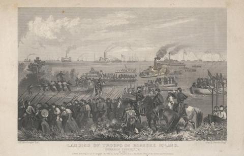 The Burnside Expedition Lands at Hatteras Inlet