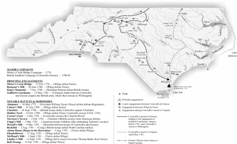N.C. in the Revolution: Major Campaigns, Engagements, Battles & Skirmishes