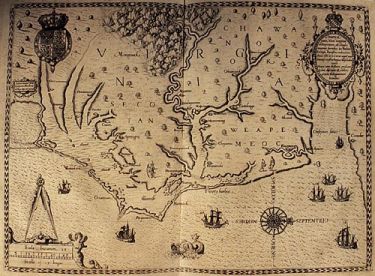 Theodore de Bry Map, 1590. Courtesy of the University of Pennsylvania Libraries. 