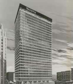 &quot;Architectural rendering for the new Wachovia Bank Building at 301 North Main Street, 1962.&quot; Image courtesy of Courtesy of the Forsyth County Public Library Photograph Collection. 