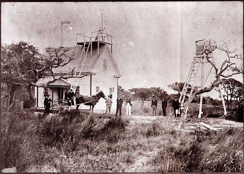 Weather Station, Hatteras Village, Roanoke Island, NC, no date (c.1900-1909). From the General Negative Collection, NC State Archives, call #:  N-77-4-19. 
