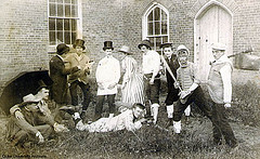 Cast from "The Womanless Wedding," ca. 1890  Trinity College drama group. Image courtesy of Duke University Archives. 